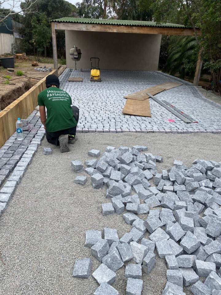 pavage granit gris